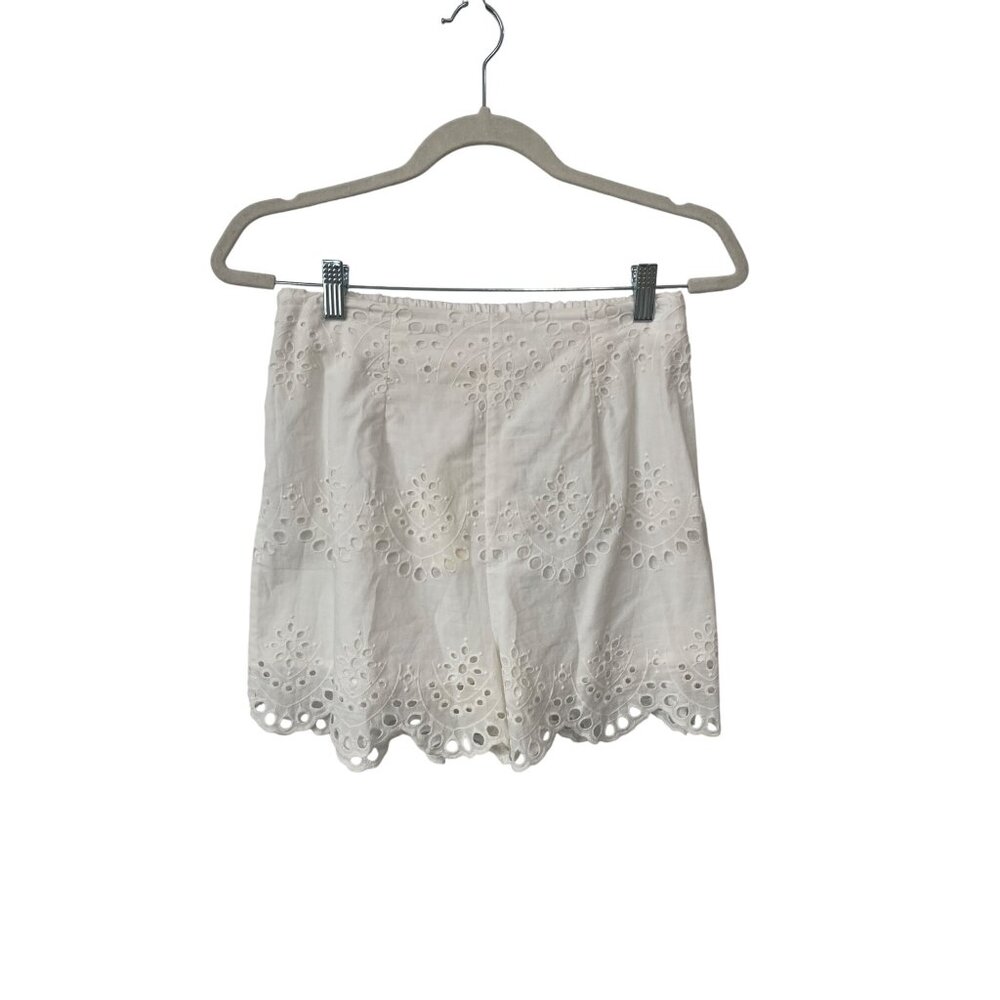 Adiva Eyelet Pull On Shorts Size XS Embroidered Elastic Waist White Bohemian NEW